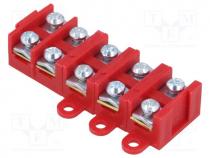 Terminal block, ways 5, screw terminal, 1.5÷4mm2, red, 380V