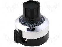 Precise knob, with counting dial, Shaft d 6.35mm, Ø22.8x23.5mm