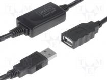 Repeater USB, USB 2.0, USB A socket, USB A plug, 10m, blister