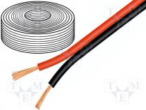 Cable loudspeaker cable, 2x0,5mm2, stranded, OFC, black-red, 50m