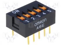 Switch DIP-SWITCH, Poles number 5, ON-OFF, 0.025A/24VDC, 100M