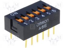 Switch DIP-SWITCH, Poles number 6, ON-OFF, 0.025A/24VDC, 100M