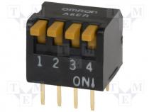 Switch DIP-SWITCH, Poles number 4, ON-OFF, 0.025A/24VDC, 100M