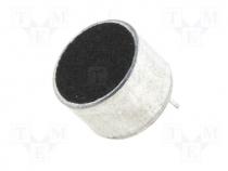 Microphone, Body dim Ø9.7x6.7mm, 2.2k, 500uA, 1.5....10V, SNR 60dB