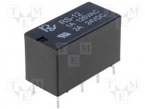 Relay electromagnetic, DPDT, Ucoil 12VDC, 1A/125VAC, 1.25A/30VDC