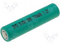 Rechargeable battery Ni-MH, AAA, R3, 1.2V, 700mAh, Features low +