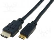 Cable, HDMI 1.3, HDMI mini plug, HDMI plug, 3m, black
