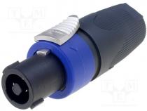 Plug, SpeakON, female, PIN 4, for cable, 40A, 250V, 1.5....4mm2