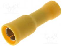 Terminal round, female, d 5mm, 4....6mm2, crimped, for cable, yellow