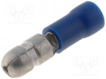Terminal round, male, d 5mm, 1.5....2.5mm2, crimped, for cable, blue