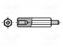 Screwed spacer sleeve, polyamide, M3, M3, 45mm, BN 7375