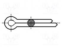 Cotter pin, A2 stainless steel, BN 687, Ø 1mm, L 6mm, DIN 94