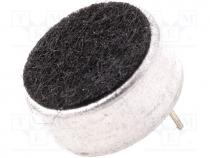 Microphone, Body dim Ø9.7x4.5mm, 2.2k, 600uA, 1.5....10V, SNR 60dB