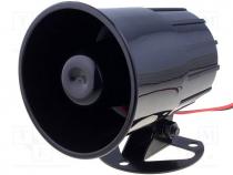 Sound transducer siren, dynamic, 1 tone, 600mA, Ø 88mm, 12VDC