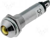 Indicator LED, prominent, yellow, 24VDC, dcutout Ø8.2mm, IP40