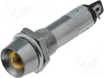 Indicator LED, recessed, yellow, 24VDC, dcutout Ø8.2mm, IP40