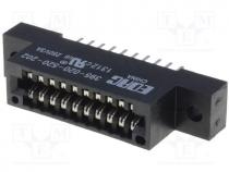 Connector card edge, socket, PIN 20, 2.54mm