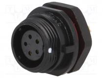 Socket, female, SP13, PIN 5, IP68, 5A, soldering, 180V, 0.75mm2