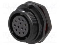 Socket, female, SP21, PIN 12, IP68, soldering, 400V, 0.75mm2, 5A