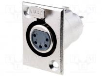 Socket, XLR, female, PIN 5, soldering, Mount.hole diam 3mm