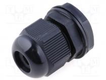 Cable gland, PG11, IP68, Mat polyamide, black, UL94V-2, 15.4mm