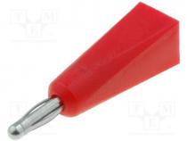 Plug, 2mm banana, Rated cur 5A, red, Connection soldering