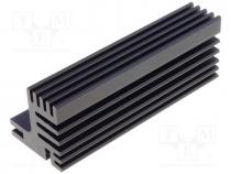 Heatsink extruded, TO220, black, L 84mm, W 30mm, H 31mm, 5.5K/W