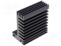 Heatsink extruded, TO220, black, L 50mm, W 55mm, H 31mm, 5.8K/W