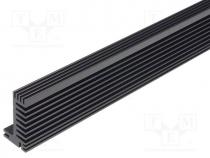 Heatsink extruded, TO220, black, L 1000mm, W 55mm, H 31mm, 2.3K/W