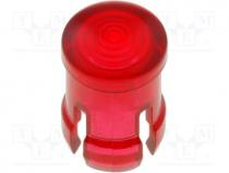 LED lens, round, red, lowprofile, 3mm