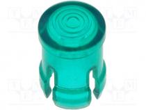 LED lens, round, green, lowprofile, 3mm