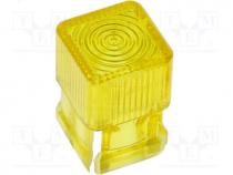 LED lens, square, yellow, 5mm