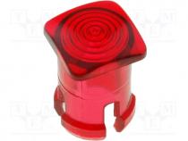 LED lens, square, red, lowprofile, 5mm