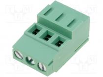 Terminal block, angled 90, 2.5mm2, 5mm, ways 3, 24A, 250V, L 15mm