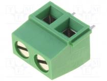 Terminal block, angled 90, 0.03÷1.5mm2, 5mm, ways 2, 13.5A, 300V