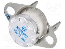 Sensor  thermostat, Output conf  NC, Topen 160C, Tclos 130C, 10A