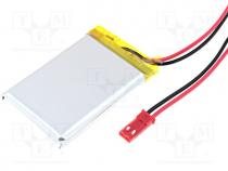 Rechargeable battery  Li-Po, 3.7V, 980mAh, Leads  cables
