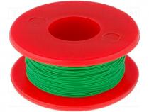 Cable, solid, Cu, 30AWG, kynar 460 (PVDF), green, 300V, 50m