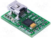 Converter, USB-UART, 5VDC, 921.6kbps, Connector type  USB B mini