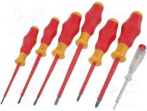 Set  screwdrivers, Pcs 7, Phillips cross, slot, insulated, 1kVAC