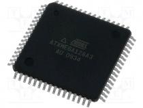 AVR microcontroller, Flash 128kx8bit, EEPROM 2048B, SRAM 8192B