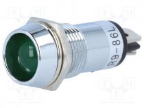 Indicator  LED, recessed, 24VDC, Cutout  Ø14.2mm, IP40, brass