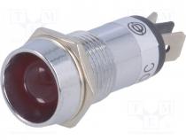 Indicator  LED, recessed, 24VDC, Cutout  Ø14.2mm, IP40, brass