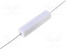 Resistor  wire-wound ceramic case, THT, 22, 10W, 5%, 10x9x49mm