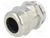 Cable gland, PG16, IP68, Mat  brass, Body plating  nickel