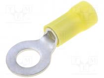 Ring terminal, M6, Ø 6.35mm, 3÷6mm2, crimped, for cable, insulated
