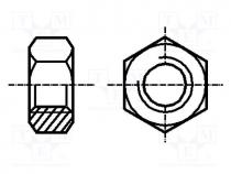 Nut, hexagonal, M2, steel, Plating  zinc, H  1.6mm, Pitch  0,4, 4mm