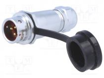 Connector  circular, plug, SF12, male, PIN 3, IP67, 250V, for cable