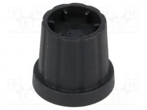 Knob, with flange, plastic, Øshaft  6mm, Ø16.5x19.2mm, black