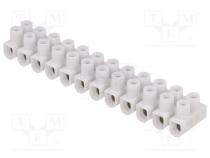 Terminal block, ways 12, screw terminal, 1÷4mm2, white, 450V